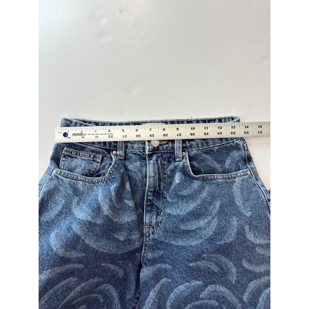 Cotton On Bianca Simpson Co-Opt Club Relaxed Wide Leg Rose Print Jeans 26 Blue - Picture 6 of 10